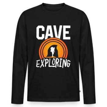 Höhle Erforschen Caving Höhlenwandern Cave - Männer Premium Bio Langarmshirt - Schwarz - Vorne - Nico (187cm)