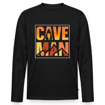 Höhlenmensch Cave Man Höhle Caving Höhlenwandern - Männer Premium Bio Langarmshirt - Schwarz - Vorne - Nico (187cm)
