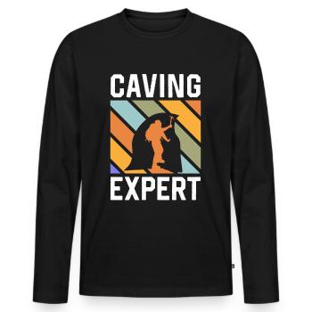 Höhlenforscher Cave Höhlenwandern Caving Höhle - Männer Premium Bio Langarmshirt - Schwarz - Vorne - Nico (187cm)