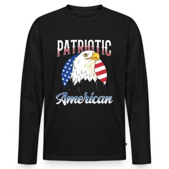 Patriotic American Patriotic Patriot US - Men's Premium Organic Long Sleeve Shirt - black - Front - Nico (187cm)