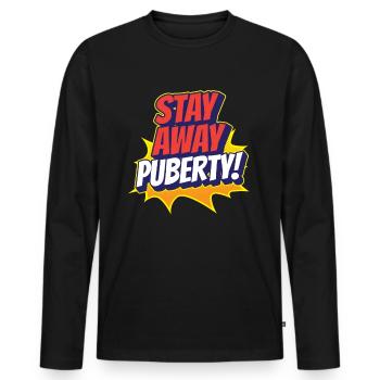 Restez à l’écart: puberté adolescent adulte - T-shirt manches longues Premium bio Homme - noir - Devant - Nico (187cm)