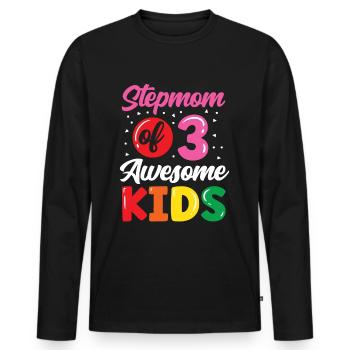 Stepmother of three great children - Men's Premium Organic Long Sleeve Shirt - black - Front - Nico (187cm)