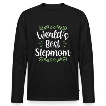 The best stepmother in the world foster mother child - Men's Premium Organic Long Sleeve Shirt - black - Front - Nico (187cm)