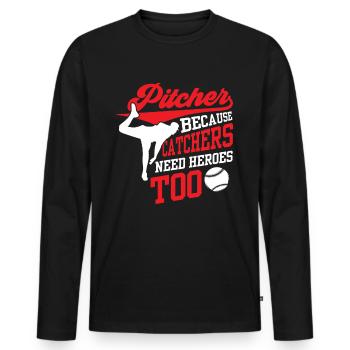 Lanceur parce que les receveurs ont aussi besoin de héros Lanceurs - T-shirt manches longues Premium bio Homme - noir - Devant - Nico (187cm)