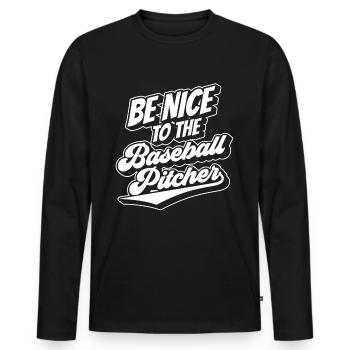 Soyez gentil avec le lanceur de baseball Lanceur de baseball Joueur de loisir - T-shirt manches longues Premium bio Homme - noir - Devant - Nico (187cm)