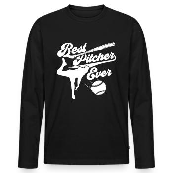 Best Baseball Pitcher Ever Hobby Pitcher - Men's Premium Organic Long Sleeve Shirt - black - Front - Nico (187cm)