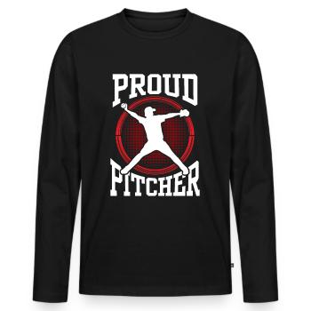 Proud Baseball Pitcher Player Thrower Hobby - Men's Premium Organic Long Sleeve Shirt - black - Front - Nico (187cm)