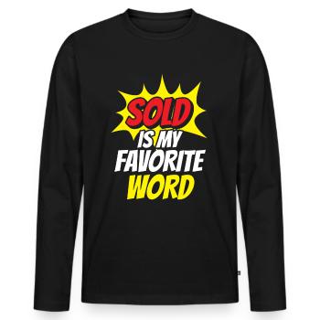 Vendu est mon mot préféré Agent immobilier - T-shirt manches longues Premium bio Homme - noir - Devant - Nico (187cm)