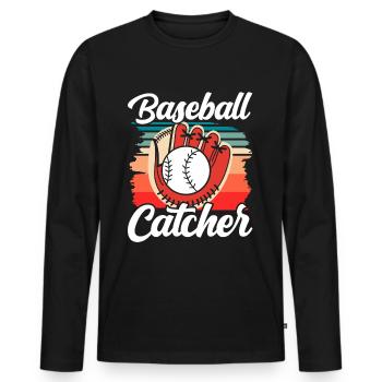 Baseball Catcher Baseball Catcher Player Hobby - Men's Premium Organic Long Sleeve Shirt - black - Front - Nico (187cm)