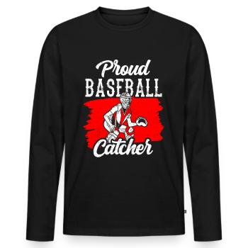 Proud Baseball Catcher Hobby Player Catcher - Men's Premium Organic Long Sleeve Shirt - black - Front - Nico (187cm)
