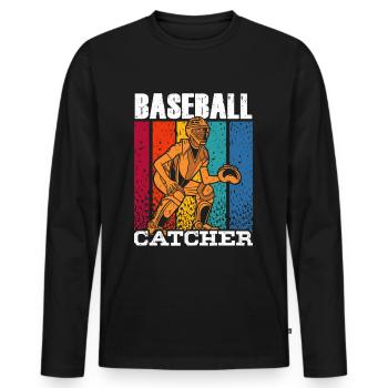 Baseball Catcher Baseball Catcher Player Hobby - Men's Premium Organic Long Sleeve Shirt - black - Front - Nico (187cm)