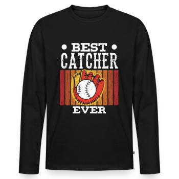 Best Catcher Ever Catcher Baseball Hobby - Men's Premium Organic Long Sleeve Shirt - black - Front - Nico (187cm)