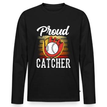 Proud Catcher Hobby Player Catcher Baseball - Men's Premium Organic Long Sleeve Shirt - black - Front - Nico (187cm)