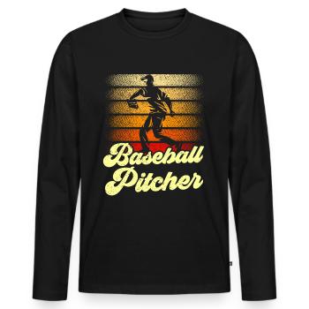 Baseball Pitcher Player Thrower Hobby - Men's Premium Organic Long Sleeve Shirt - black - Front - Nico (187cm)