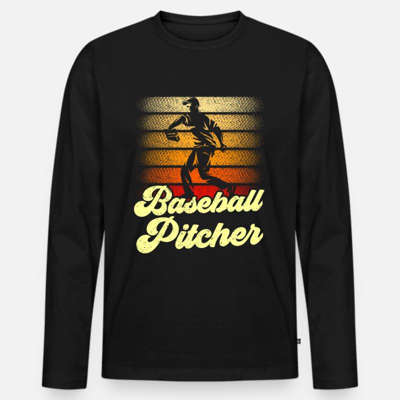 Baseball Pitcher Spieler Werfer Hobby - Männer Premium Bio Langarmshirt - Schwarz
