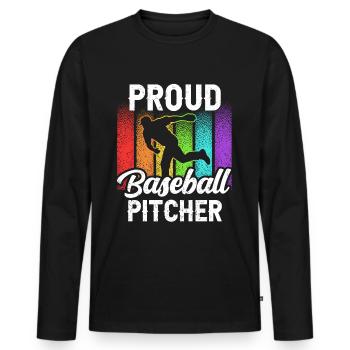 Proud Baseball Pitcher Hobby Pitcher Player - Men's Premium Organic Long Sleeve Shirt - black - Front - Nico (187cm)