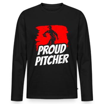 Proud Baseball Pitcher Player Thrower Hobby - Men's Premium Organic Long Sleeve Shirt - black - Front - Nico (187cm)