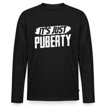 C’est juste des dictons adolescents adultes de la puberté - T-shirt manches longues Premium bio Homme - noir - Devant - Nico (187cm)