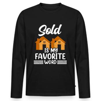 Vendu est mon mot préféré Agent immobilier - T-shirt manches longues Premium bio Homme - noir - Devant - Nico (187cm)