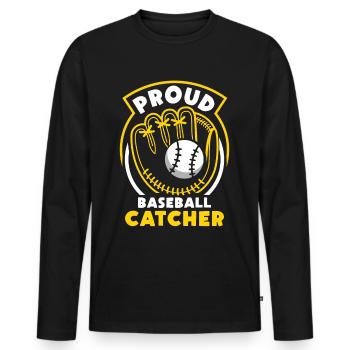 Proud Baseball Catcher Hobby Player Catcher - Men's Premium Organic Long Sleeve Shirt - black - Front - Nico (187cm)