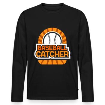 Baseball Catcher Baseball Catcher Player Hobby - Men's Premium Organic Long Sleeve Shirt - black - Front - Nico (187cm)