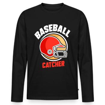 Baseball Catcher Baseball Catcher Hobby Player - Men's Premium Organic Long Sleeve Shirt - black - Front - Nico (187cm)