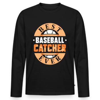 Best Baseball Catcher Ever Catcher Hobby - Men's Premium Organic Long Sleeve Shirt - black - Front - Nico (187cm)