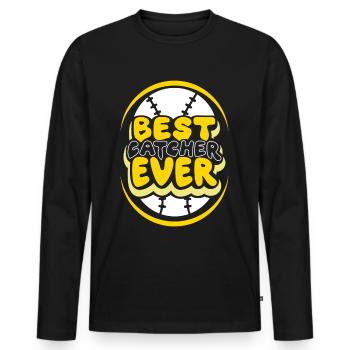 Best Catcher Ever Baseball Hobby Catcher - Men's Premium Organic Long Sleeve Shirt - black - Front - Nico (187cm)