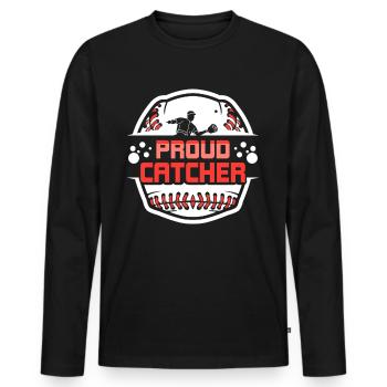Proud Catcher Catcher Player Baseball Hobby - Men's Premium Organic Long Sleeve Shirt - black - Front - Nico (187cm)