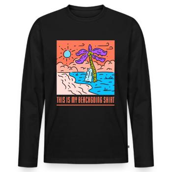 Ceci est ma chemise de plage plage vacances plage - T-shirt manches longues Premium bio Homme - noir - Devant - Nico (187cm)