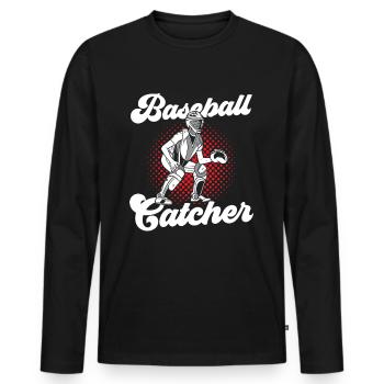 Baseball Catcher Baseball Catcher Hobby Player - Men's Premium Organic Long Sleeve Shirt - black - Front - Nico (187cm)