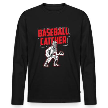 Baseball Catcher Baseball Catcher Player Hobby - Men's Premium Organic Long Sleeve Shirt - black - Front - Nico (187cm)