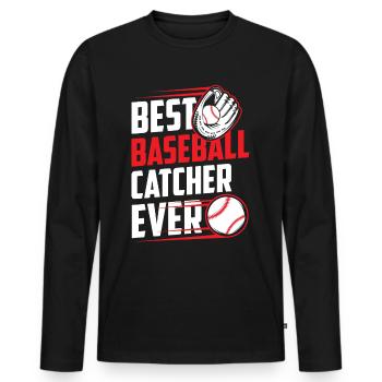 Best Baseball Catcher Ever Hobby Catcher - Men's Premium Organic Long Sleeve Shirt - black - Front - Nico (187cm)