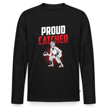 Proud Catcher Baseball Player Catcher Hobby - Men's Premium Organic Long Sleeve Shirt - black - Front - Nico (187cm)