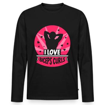 J’adore biceps boucles muscles biceps dictons - T-shirt manches longues Premium bio Homme - noir - Devant - Nico (187cm)