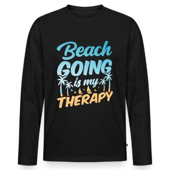 Les vacances à la plage sont ma thérapie Plage de plage - T-shirt manches longues Premium bio Homme - noir - Devant - Nico (187cm)