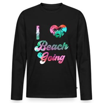 J’adore les vacances à la plage les amateurs de plage plage la plage - T-shirt manches longues Premium bio Homme - noir - Devant - Nico (187cm)