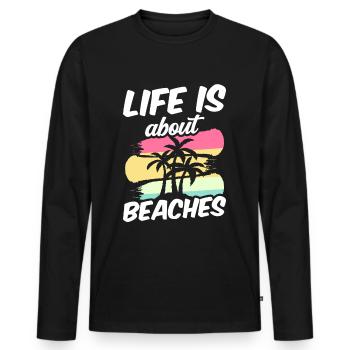 La vie se compose de plages vacances plage plage - T-shirt manches longues Premium bio Homme - noir - Devant - Nico (187cm)