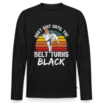 Don't give up until the belt turns black MMA Gur - Men's Premium Organic Long Sleeve Shirt - black - Front - Nico (187cm)