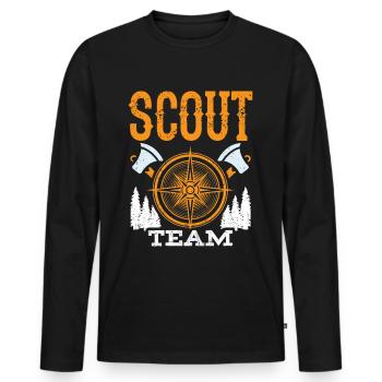 Camp de clan scout de l’équipe scoute - T-shirt manches longues Premium bio Homme - noir - Devant - Nico (187cm)