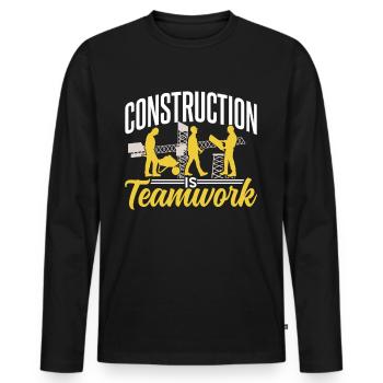 Le travail de construction est un travail d’équipe Construction de chantier Travail d’équipe - T-shirt manches longues Premium bio Homme - noir - Devant - Nico (187cm)