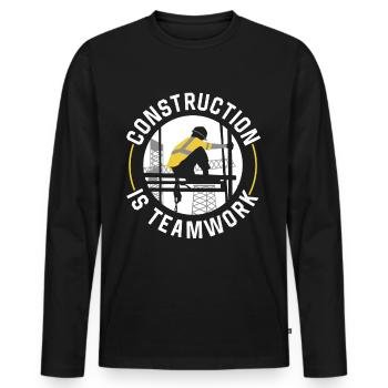 Le travail de construction est un travail d’équipe Construction Travail d’équipe Chantier - T-shirt manches longues Premium bio Homme - noir - Devant - Nico (187cm)