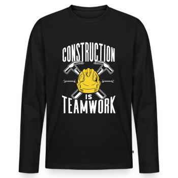 Le travail de construction est un travail d’équipe Chantier de construction Travail d’équipe Construction - T-shirt manches longues Premium bio Homme - noir - Devant - Nico (187cm)