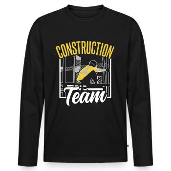 Équipe de construction Travail d’équipe Chantiers de construction Ouvriers de la construction - T-shirt manches longues Premium bio Homme - noir - Devant - Nico (187cm)