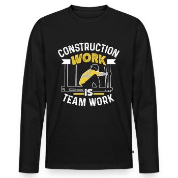 Le travail de construction est un travail d’équipe Travail d’équipe sur chantier - T-shirt manches longues Premium bio Homme - noir - Devant - Nico (187cm)