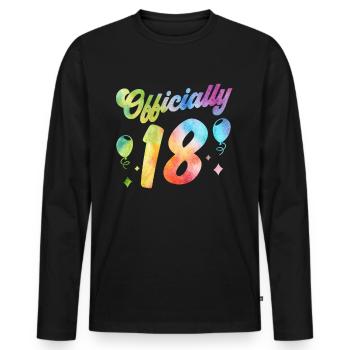 Officially 18 Eighteen Birthday Child Birthday - Men's Premium Organic Long Sleeve Shirt - black - Front - Nico (187cm)