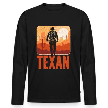 Texaner Stolz Texas Sprüche Texanisch - Männer Premium Bio Langarmshirt - Schwarz - Vorne - Nico (187cm)