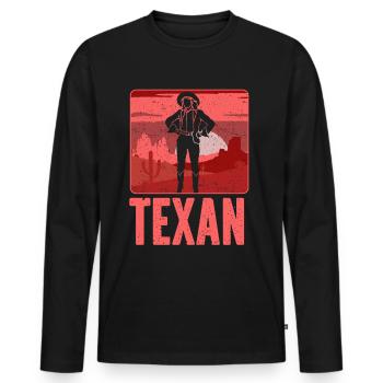 Texan Mother Girl Texas Texan Texas - T-shirt manches longues Premium bio Homme - noir - Devant - Nico (187cm)
