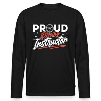 Proud driving instructor driving lesson driving school profession - Men's Premium Organic Long Sleeve Shirt - black - Front - Nico (187cm)