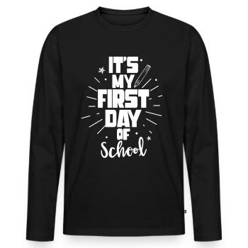 C’est mon premier jour d’école Retour à l’école - T-shirt manches longues Premium bio Homme - noir - Devant - Nico (187cm)
